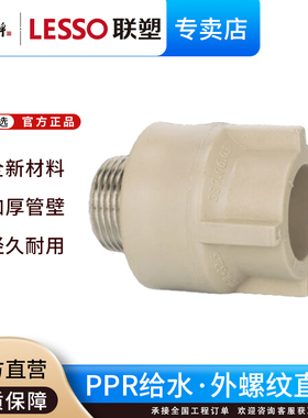联塑ppr水管配件外螺纹直接20 25 32外丝直通4分6分1寸热熔管配件
