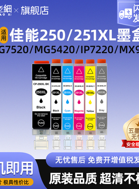 适用佳能PGI-250 CLI-251墨盒IP7220 8720 MG7520 MG6320 MG7120 MG5520 MX722 MX922 ix6720 6820打印机