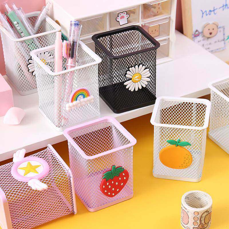 笔筒ins高颜值创意卡通金属方形学生少女心办公室桌面收纳盒,文具电教/文化用品/商务用品,笔筒,淘宝优惠券,粉丝福利购,淘宝优惠卷