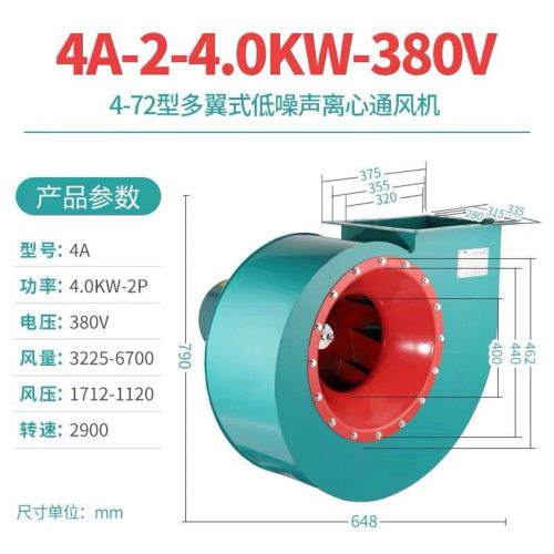 4-72离心式通风机厨房抽油烟通风换气引风机工业大功率排尘风机