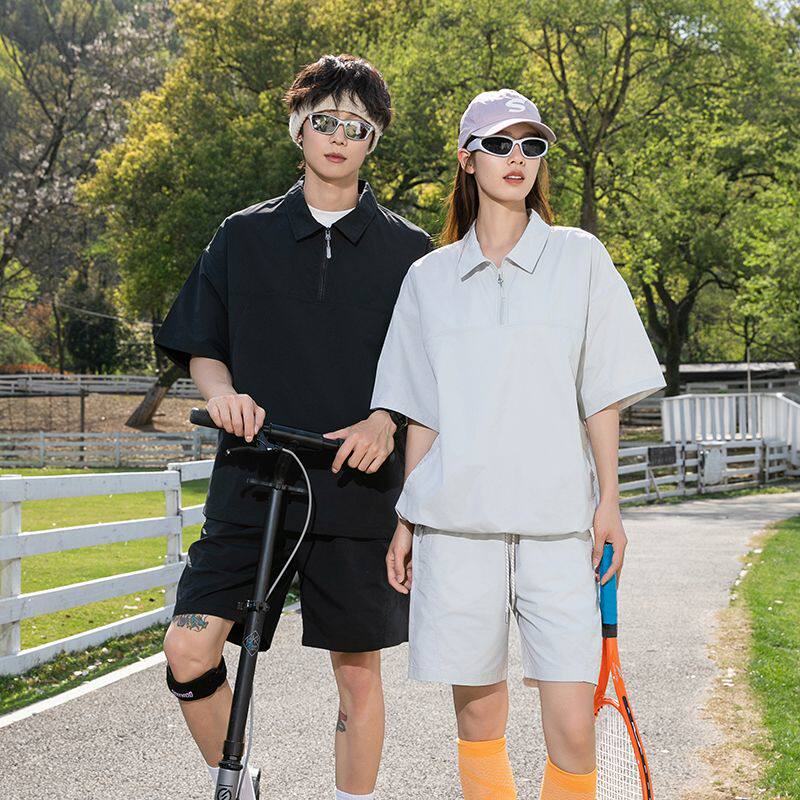 2026夏季情侣运动套装男女同款短袖POLO衫短裤户外休闲透气两件套