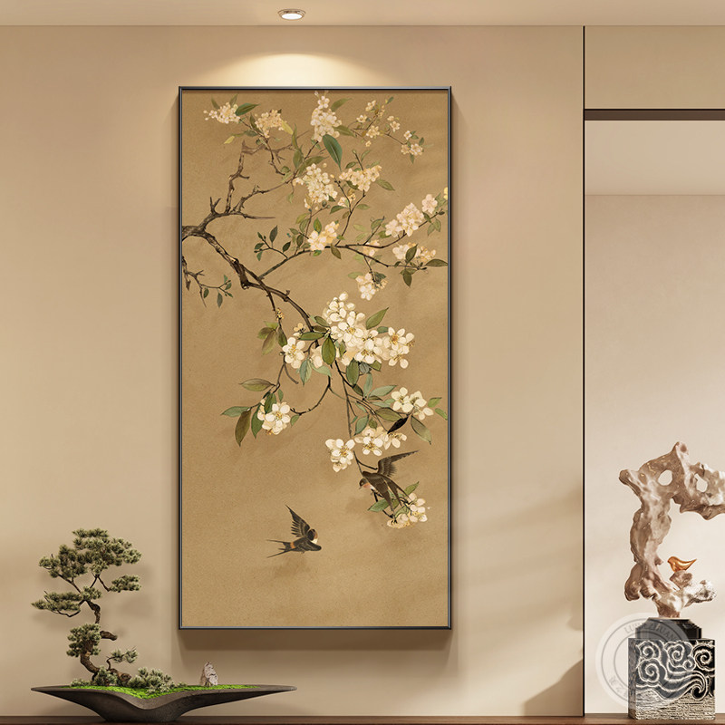 宋代美学花卉玄关背景墙挂画入户迎门墙装饰画高档书房茶室晶瓷画,家居饰品,现代装饰画,淘宝优惠券,粉丝福利购,淘宝优惠卷