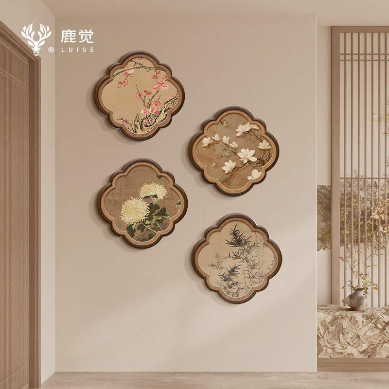 梅兰竹菊挂画宋氏美学入户门玄关装饰画新中式客厅花卉卧室组合画