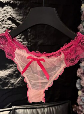 Ta 蕾丝性感甜欲日系内裤女撞色透明诱惑透视女丁字裤低腰甜辣妹