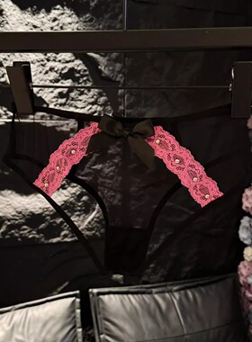 Ta 性感蕾丝内裤女纯欲镂空低腰透明诱惑三角裤开叉免脱情调火辣