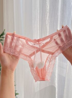 Ta 纯欲风性感深v丁字裤女高开叉镂空诱惑透视隐形性感内裤女欧美