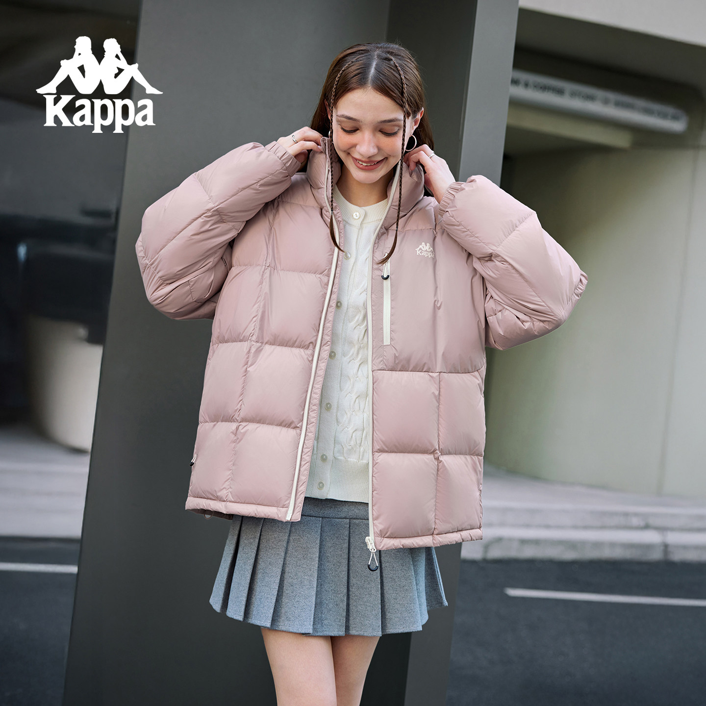 Kappa卡帕背靠背羽绒服女2025新款冬季保暖外套情侣立领运动上衣