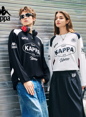 Kappa卡帕背靠背秋季新品运动长袖T恤男女同款复古时尚赛车氛围