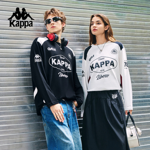 Kappa卡帕背靠背秋季新品运动长袖T恤男女同款复古时尚赛车氛围