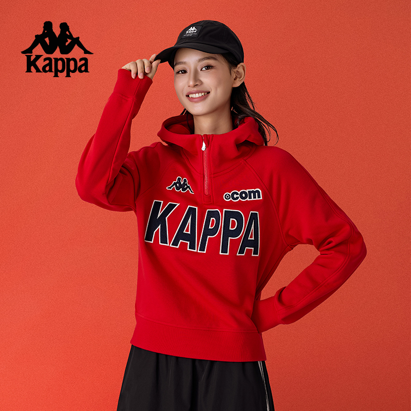 Kappa卡帕背靠背2025新款半拉链运动卫衣女士针织套头衫休闲上衣