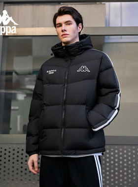 Kappa卡帕背靠背运动羽绒服男2025新款冬季女款保暖连帽休闲外套