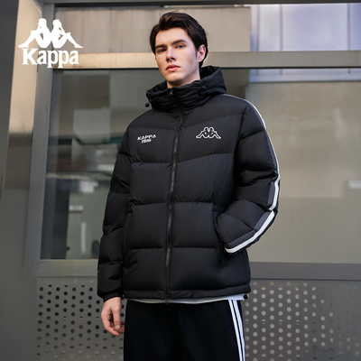 Kappa卡帕背靠背运动羽绒服男2025新款冬季女款保暖连帽休闲外套