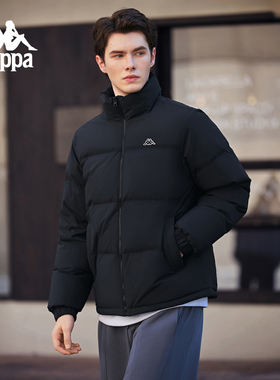 Kappa卡帕背靠背运动羽绒服男新款冬季简约基础款女立领保暖外套