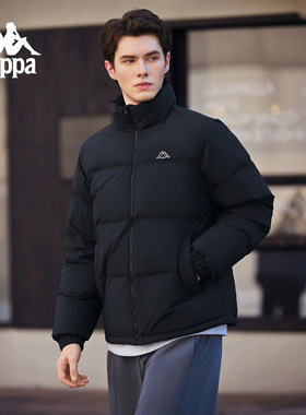 Kappa卡帕背靠背运动羽绒服男新款冬季简约基础款女立领保暖外套