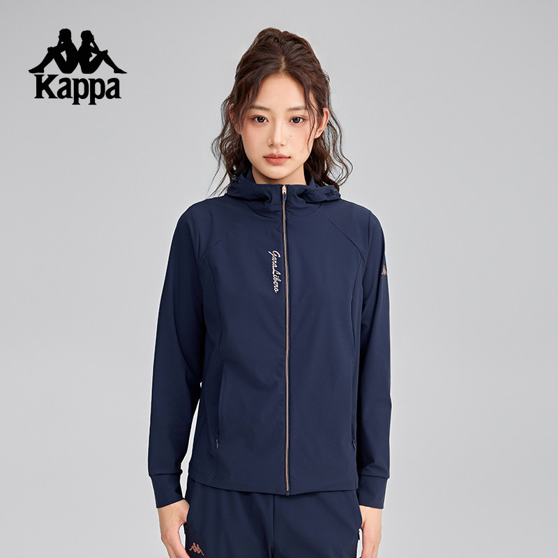 Kappa卡帕背靠背运动外套新款连帽针织开衫女款休闲凉感防晒上衣