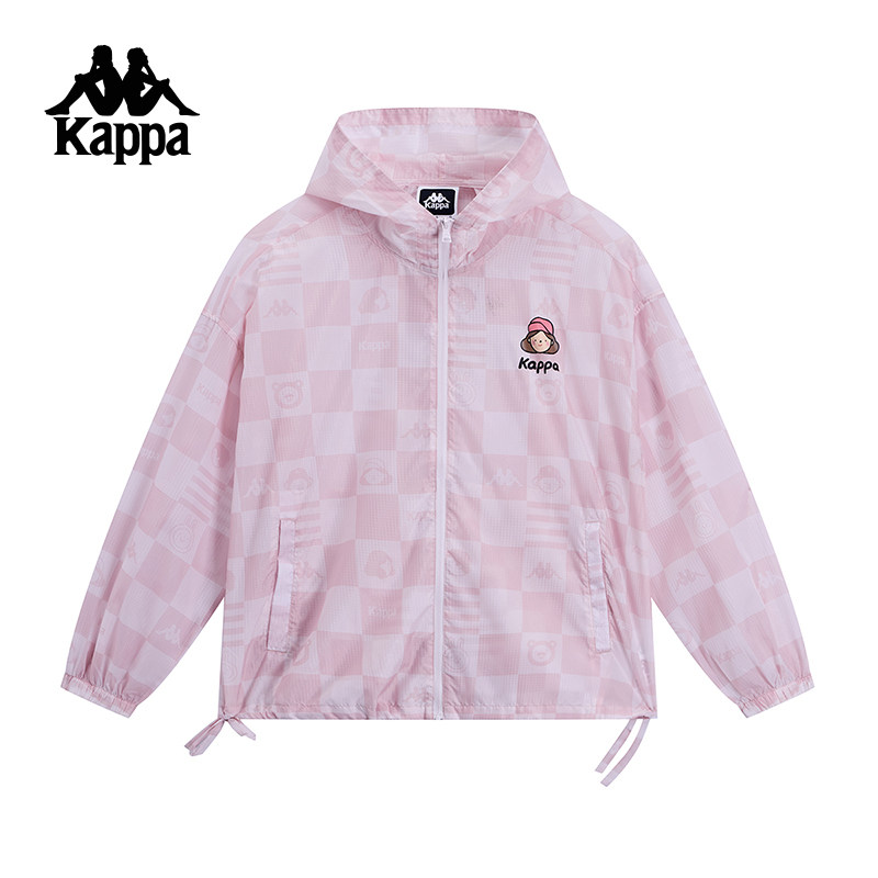 kappa背靠背女子春秋季休闲运动连帽梭织外套风衣时尚百搭皮肤衣