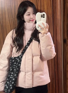 Kappa卡帕运动羽绒服女款2024冬季新款保暖黑色防寒服短款外套男