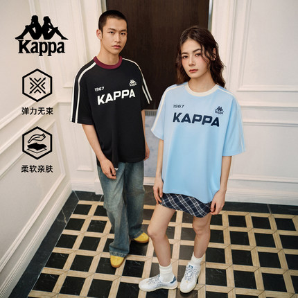 Kappa卡帕背靠背纯棉短袖男2025新款情侣运动T恤女宽松休闲半袖潮