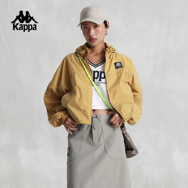 Kappa卡帕背靠背防风衣女2025新款春秋防晒连帽外套防泼水上衣女