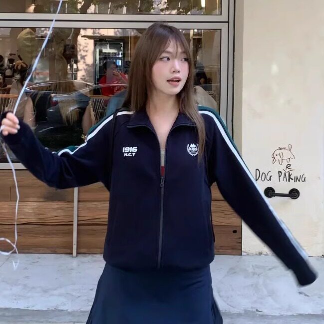 Kappa卡帕背靠背2024春秋新款休闲针织开衫卫衣女运动外套女款潮