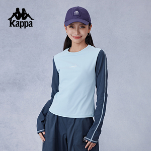 Kappa卡帕背靠背2025新款复古运动长袖t恤女短款修身上衣圆领卫衣