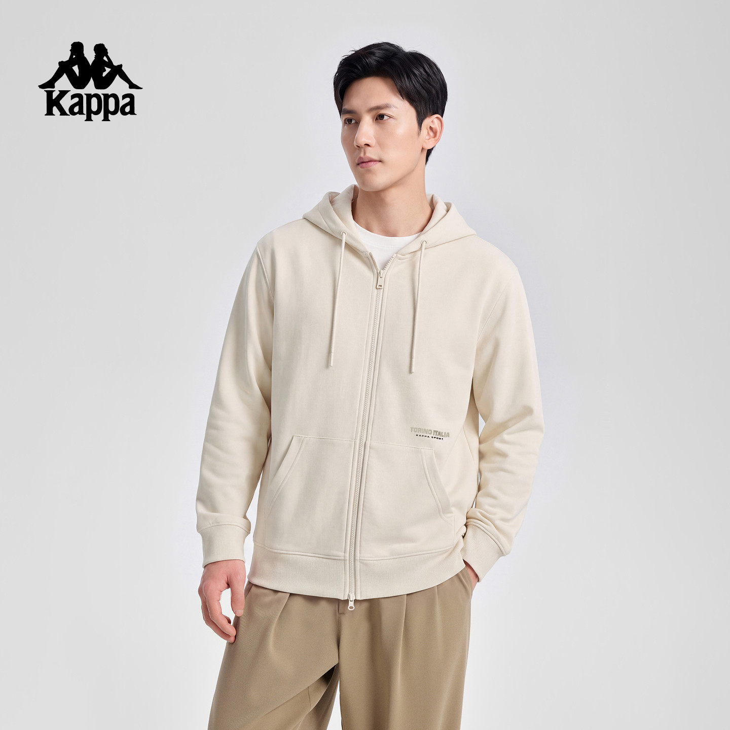 Kappa男士连帽拉链开衫卫衣