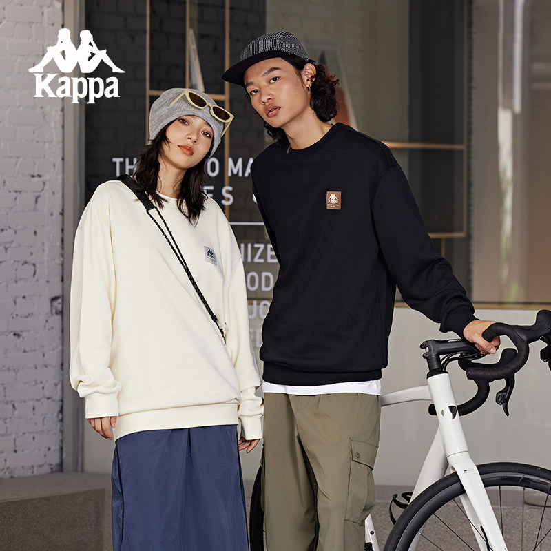 Kappa卡帕背靠背针织套头衫女2024新款圆领上衣运动长袖卫衣男款