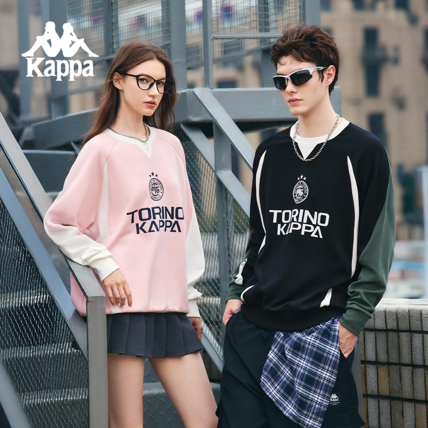 Kappa卡帕背靠背运动卫衣女秋季新款美式复古休闲圆领长袖球衣男