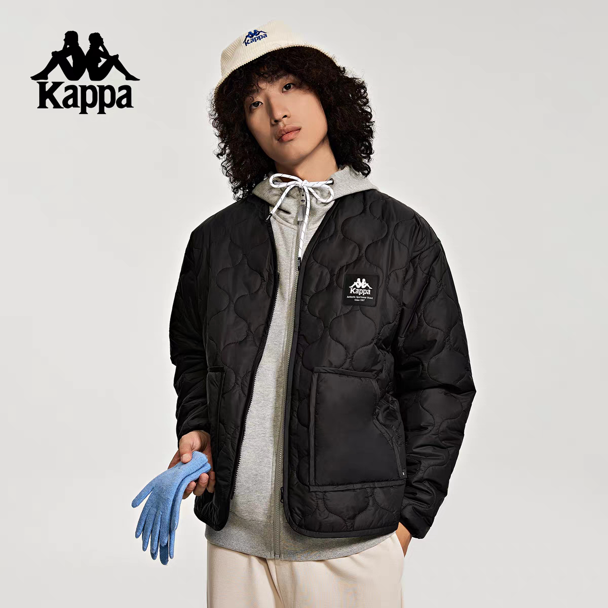 Kappa卡帕背靠背无领棉服男2025新款冬季户外休闲保暖外套上衣女
