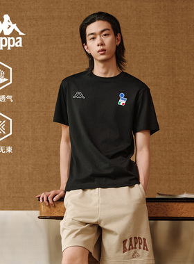 Kappa卡帕背靠背情侣短袖t恤男2025新款夏季休闲纯棉半袖运动上衣