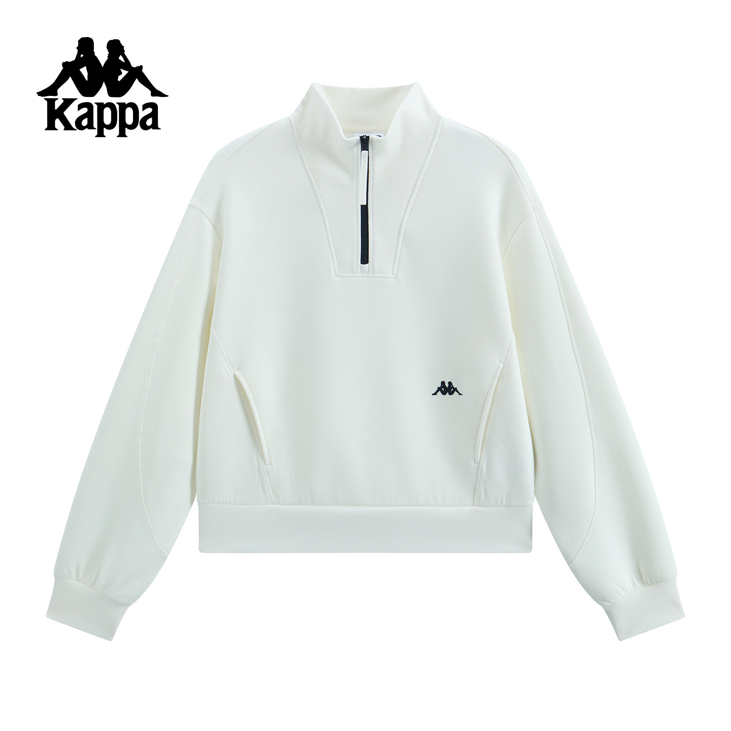 Kappa卡帕背靠背运动卫衣女款秋季针织套头衫半开领休闲上衣新款