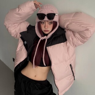 Kappa卡帕背靠背情侣复古运动羽绒服女面包服外套保暖防寒服男款