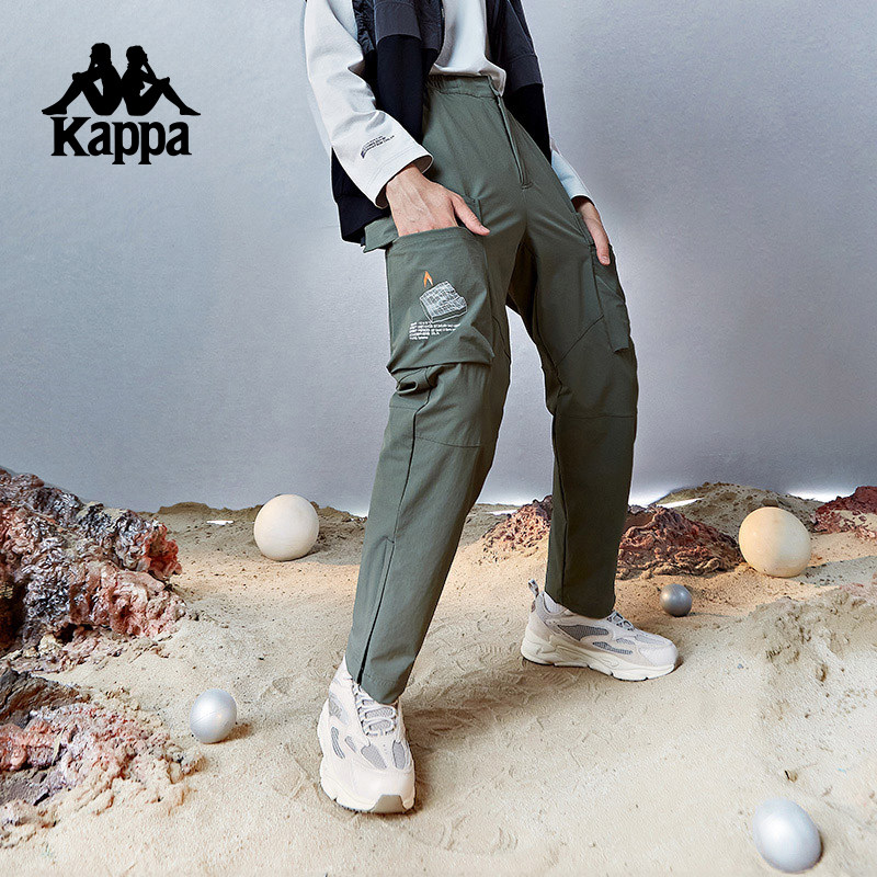 Kappa卡帕工装风运动长裤男户外时尚休闲裤简约宽松长裤子春秋款