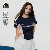 短款 Kappa卡帕背靠背运动T恤女2026夏季 修身 复古印花短袖 上衣 新款