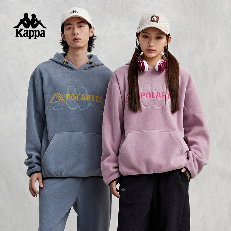 Kappa卡帕背靠背运动卫衣女秋季情侣连帽针织套头衫男休闲上衣潮