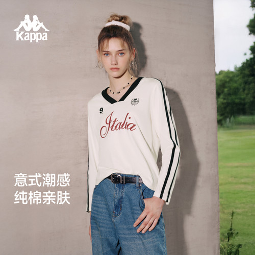 卡帕女纯棉透气运动长袖T恤