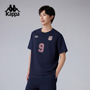 Kappa卡帕背靠背男款运动短袖T恤夏季纯棉圆领球衣休闲半袖上衣潮