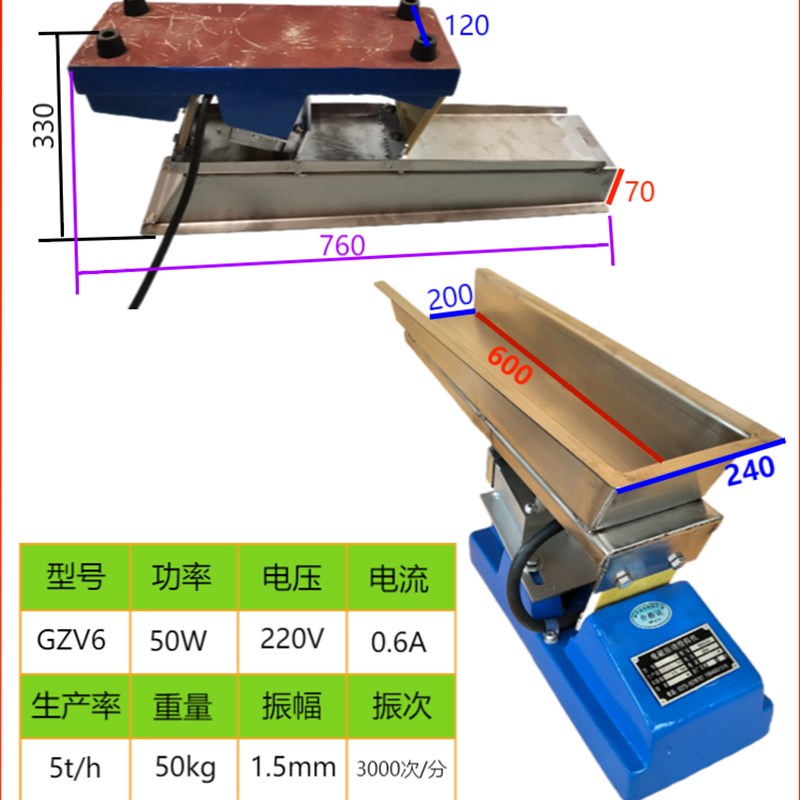 小型给料机GZV1/2/3/4/5/6/8电磁振动喂料机220v均匀直线送料器