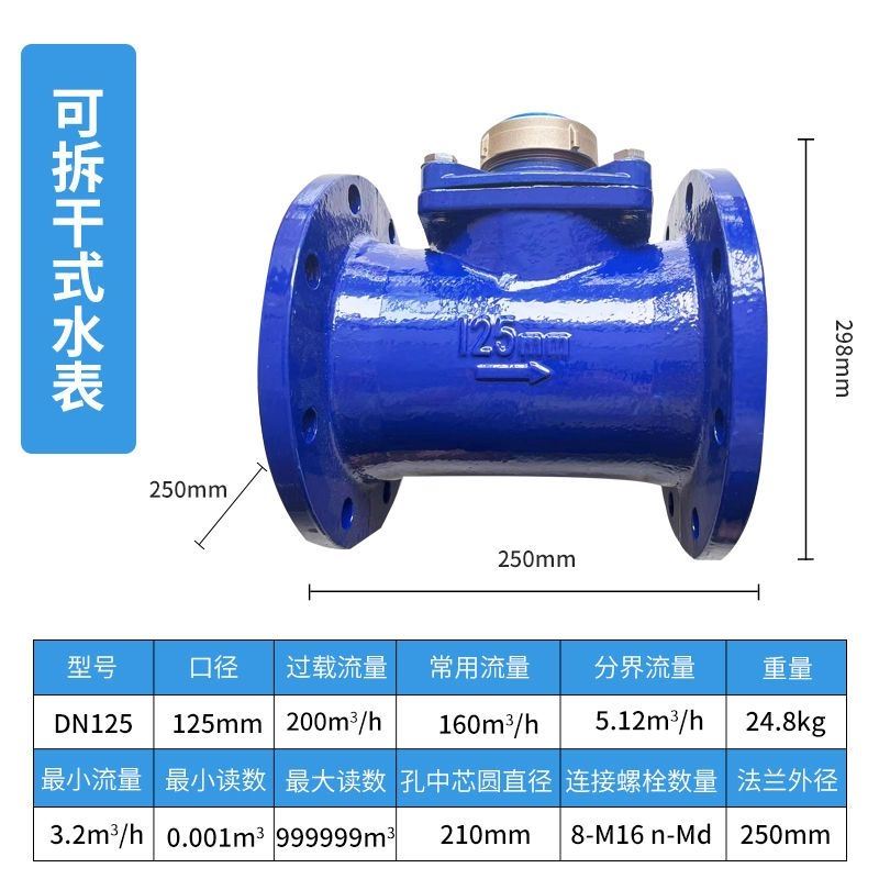 干式可拆螺翼式大口径水表工业用法兰国标LXLC/G防冻冷热水表家用