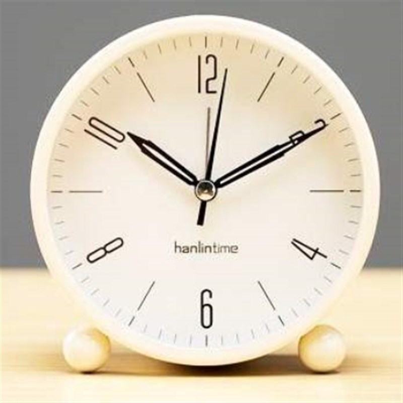 台式钟表摆件小闹钟学生用简约桌面摆放圆形静音时钟金属床头台钟