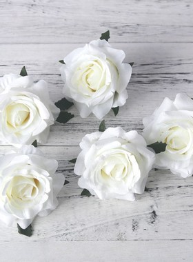 新品5pcs artificial roses white silk fake roses flower faux
