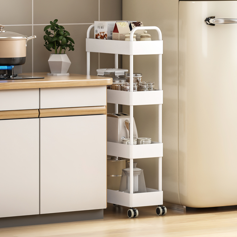 金属烤漆窄缝置物架冰箱缝隙架超窄13CM卧室厨房客厅小推车收纳架