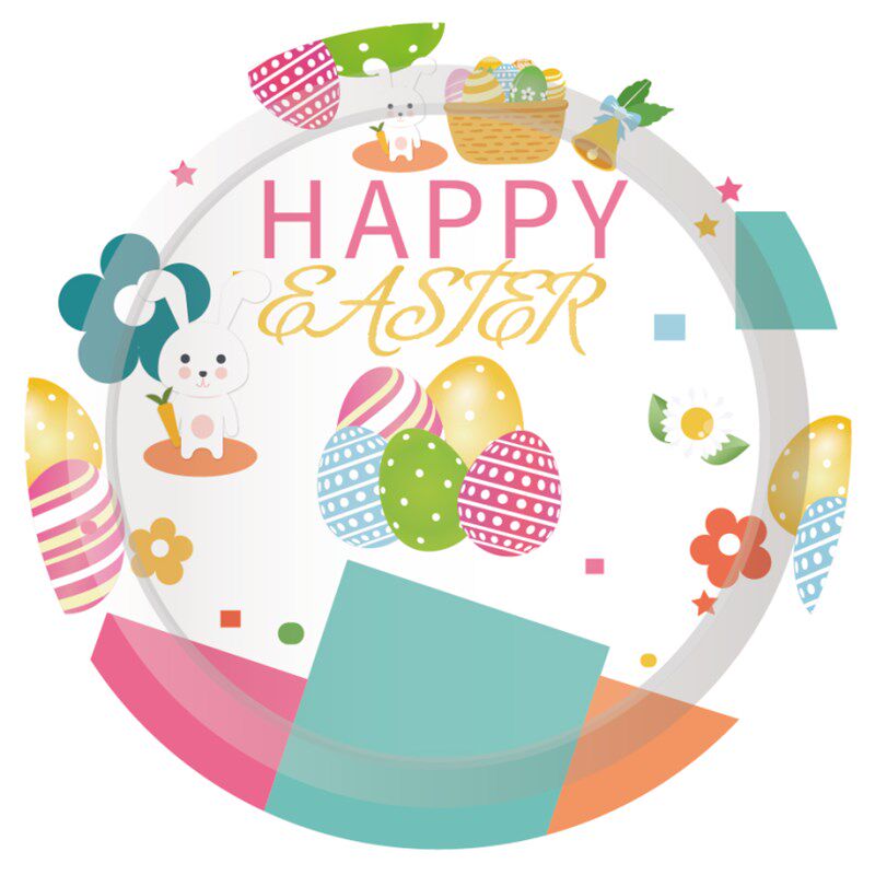 8pcs Easter Bunny Egg Paper Plates Rabbit Ear Shape Cups