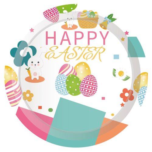8pcs Easter Bunny Egg Paper Plates Rabbit Ear Shape Cups