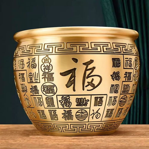 纯铜缸摆件百福缸招财铜缸菸灰缸小聚宝盆精铜摆饰家居饰礼