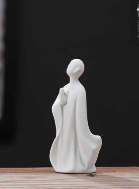 禅意白瓷人物中式小和尚茶道配件陶瓷无相佛盆景鱼缸装饰家居摆件