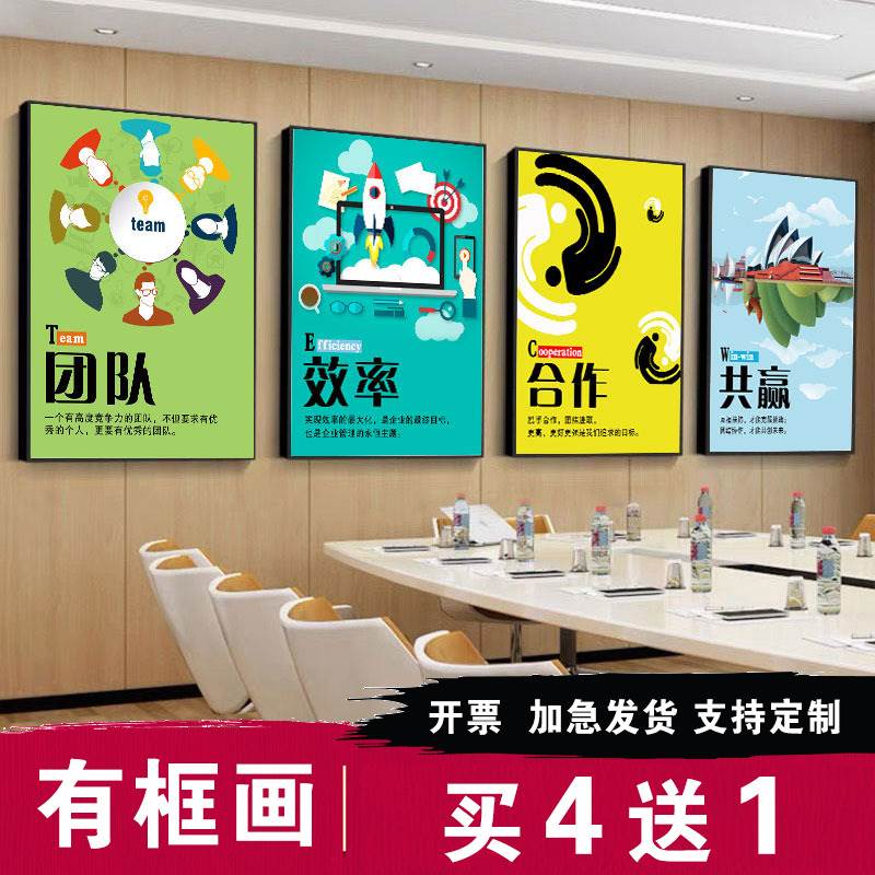 办公室装饰画公司挂画企业文化励志墙画会议室展板壁画有框画挂画