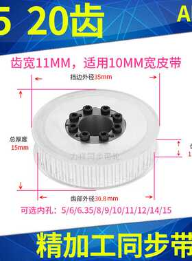 。轴衬同步带轮T520齿AF带10内孔5 6 8 1012宽胀紧套同步轮涨套标