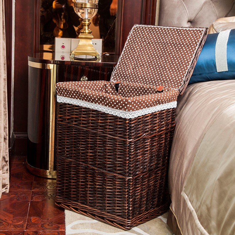脏衣篮带盖脏衣服收纳筐柳编脏衣篓藤编火锅店衣服收纳框篮子藤编