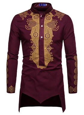 2021News Print African Cothes for Men Dashiki National Bazin
